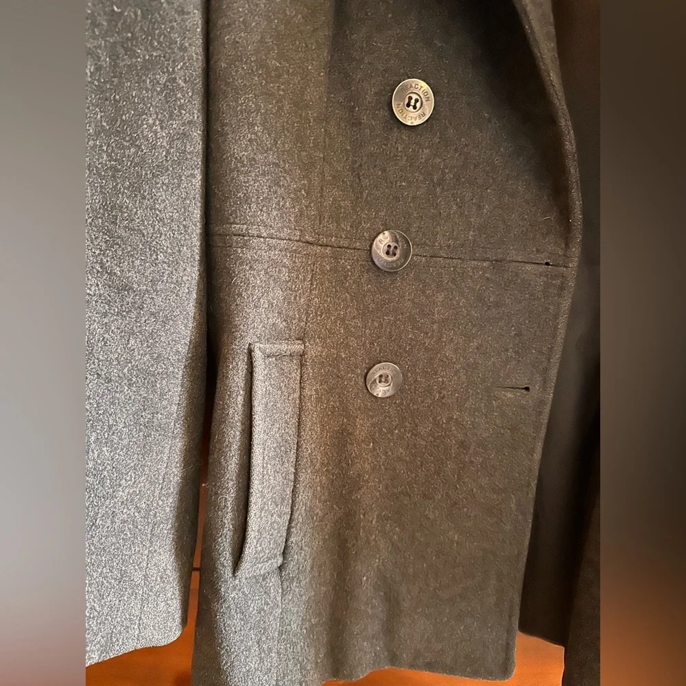 LADIES Kenneth Cole Reaction Vintage Gray Double-Breast Wool Pea Coat - SIZE 4